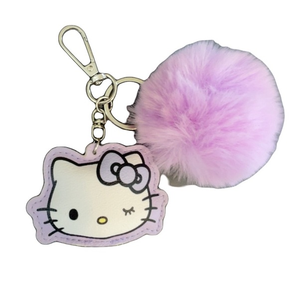 Sanrio Hello Kitty Winking Purple Pom Keychain Bag Charm 2025 New With Tags - Picture 10 of 12